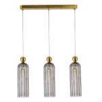 Lampa wisząca Piega 3 złota z dymionymi kloszami 3xE14