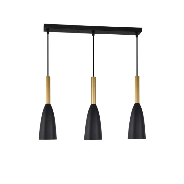 Lampa wisząca Solin 3 listwa 50 cm czarno-złota 3xE27