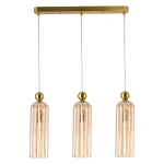 Lampa wisząca Piega 3 złota z bursztynowymi kloszami 3xE14