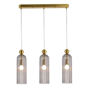 Lampa wisząca Piega 3 złota z dymionymi kloszami 3xE14