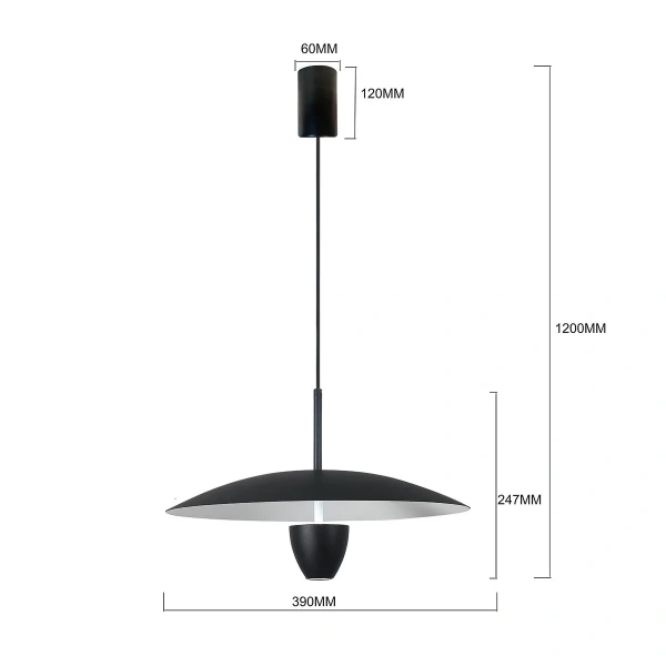 Lampa wisząca Ufo M czarna LED 8W CCT