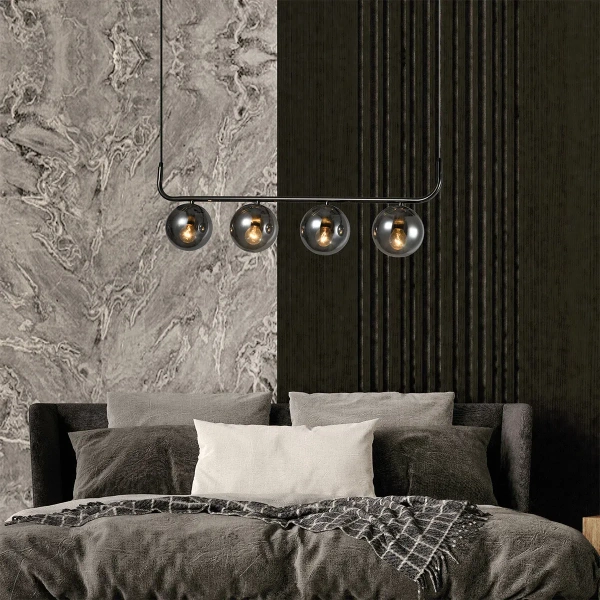 Lampa wisząca Alisa 4 grafitowa z dymionymi kloszami 4xE14