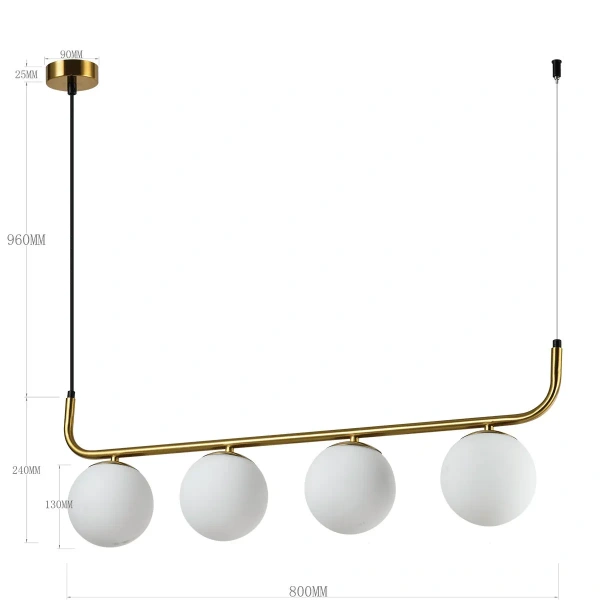 Lampa wisząca Alisa 4 złota z białymi kloszami 4xE14