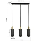 Lampa wisząca Tirana 3 listwa 50 cm czarna 3xE27