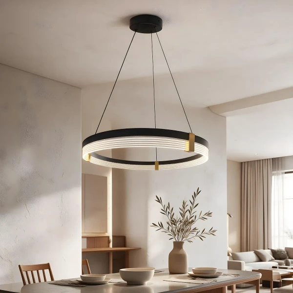 Lampa wisząca Plum Triangle 80 cm czarno-transparentna LED 40W CCT