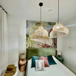 Lampa wisząca Shella 40 cm rattanowa jasne drewno 1xE27