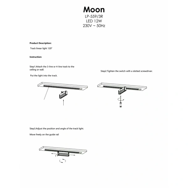 Reflektor szynowy 1F Moon czarny LED 3000K