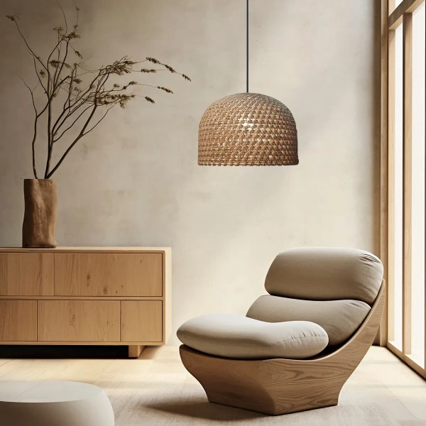 Lampa wisząca Kanso rattanowa 40 cm jasnobrązowa 1xE27