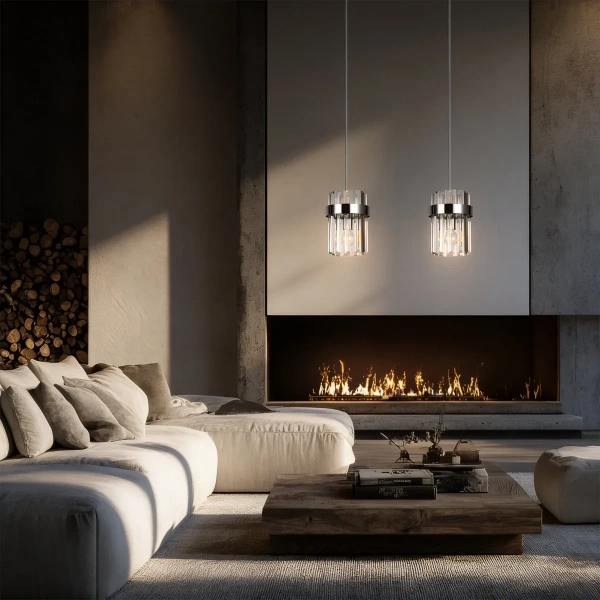 Lampa wisząca Vetro listwa chromowana 2xE14