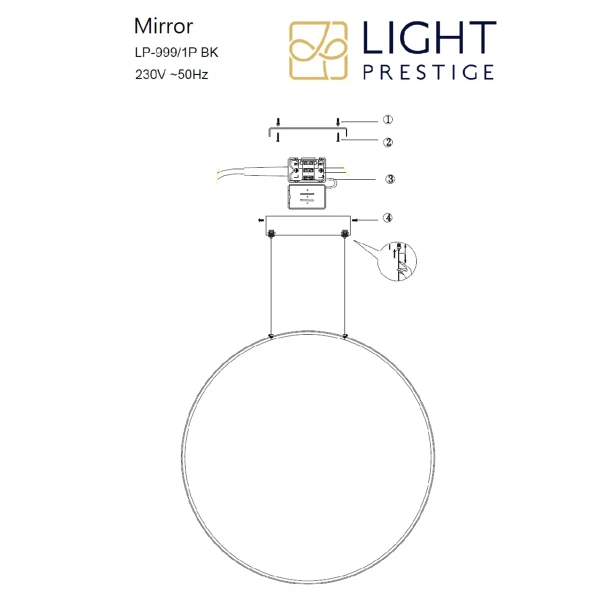 Lampa wisząca Mirror S czarna LED 35W 3000K IP44