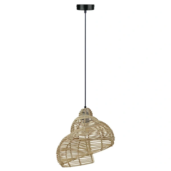 Lampa wisząca Shella 40 cm rattanowa jasne drewno 1xE27