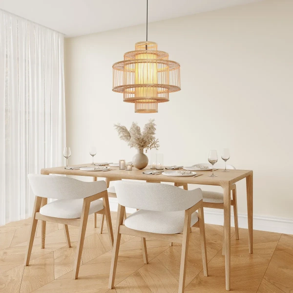 Lampa wisząca Stela rattanowa beżowa 1xE27