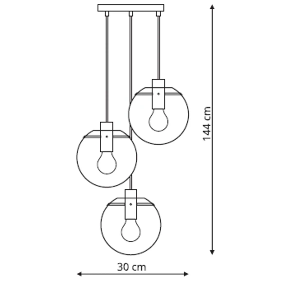 Lampa wisząca Puerto 3 czarna z transparentnymi kloszami 3xE27
