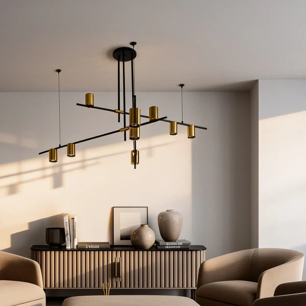 Lampa wisząca Arizona 9 czarno-złota 9xGU10