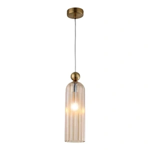 Lampa wisząca Piega 1 złota z bursztynowym kloszem 1xE14