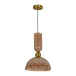 Lampa wisząca Piega 1 duża złota z bursztynowym kloszem 1xE27