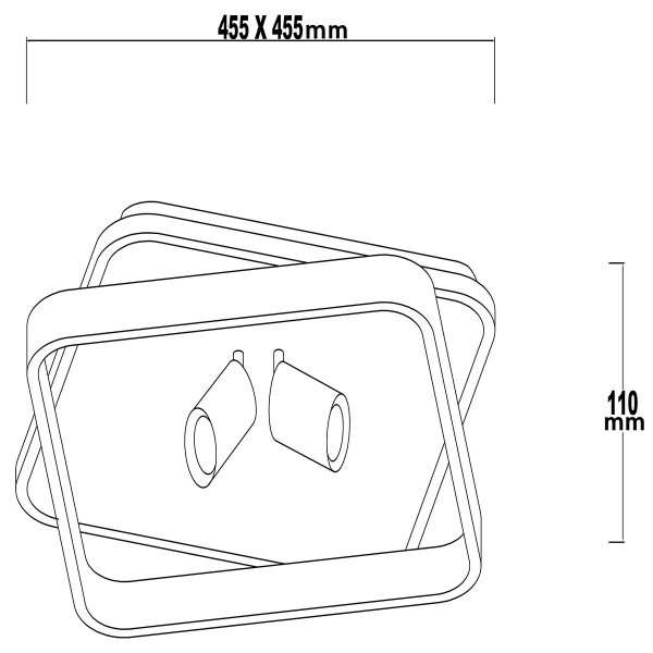 Plafon Parma 2 kwadratowy czarno-biały 2xGU10 + LED 36W CCT