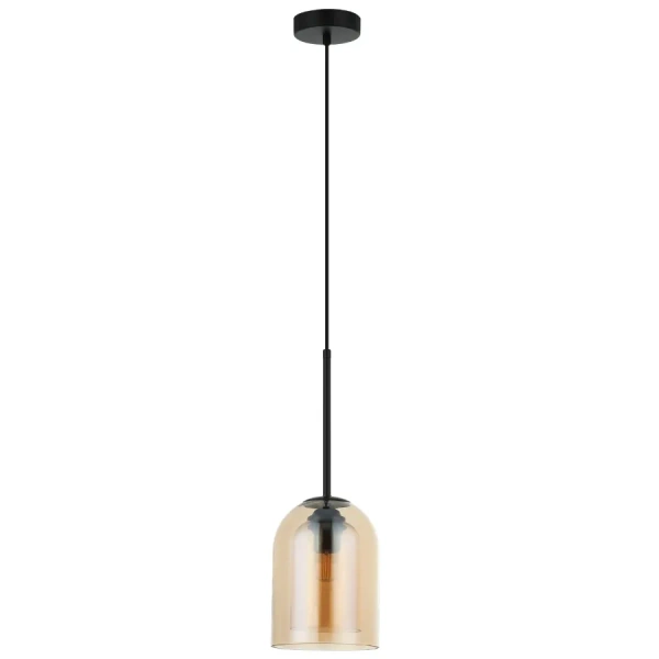 Lampa wisząca Elaris czarna z bursztynowym kloszem 1xE27