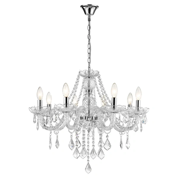 Lampa wisząca Cristallo 8 srebrna 8xE14
