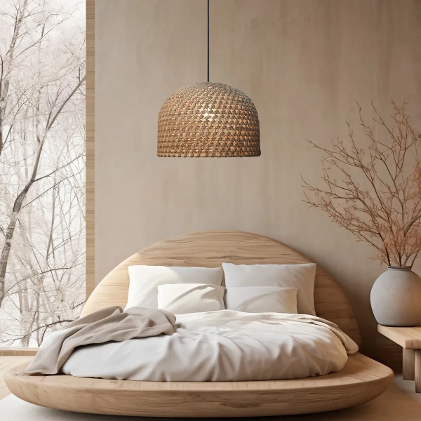 Lampa wisząca Kanso rattanowa 40 cm jasnobrązowa 1xE27