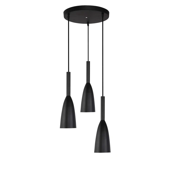 Lampa wisząca Solin 3 talerz śr. 30 cm czarna 3xE27
