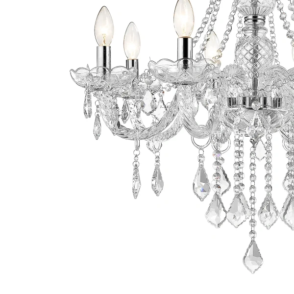 Lampa wisząca Cristallo 8 srebrna 8xE14