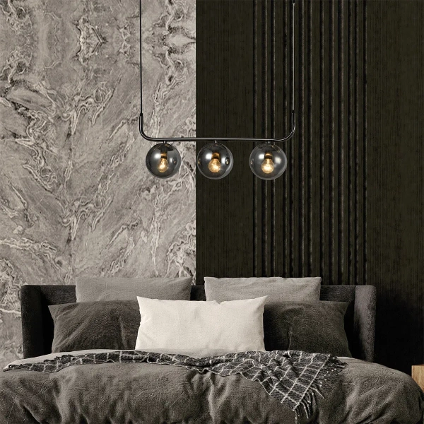Lampa wisząca Alisa 3 grafitowa z dymionymi kloszami 3xE14