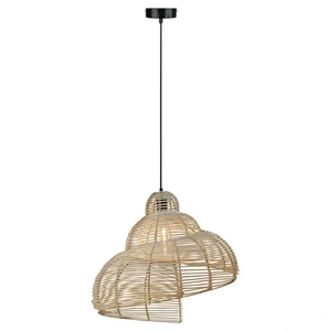 Lampa wisząca Shella 60 cm rattanowa jasne drewno 1xE27