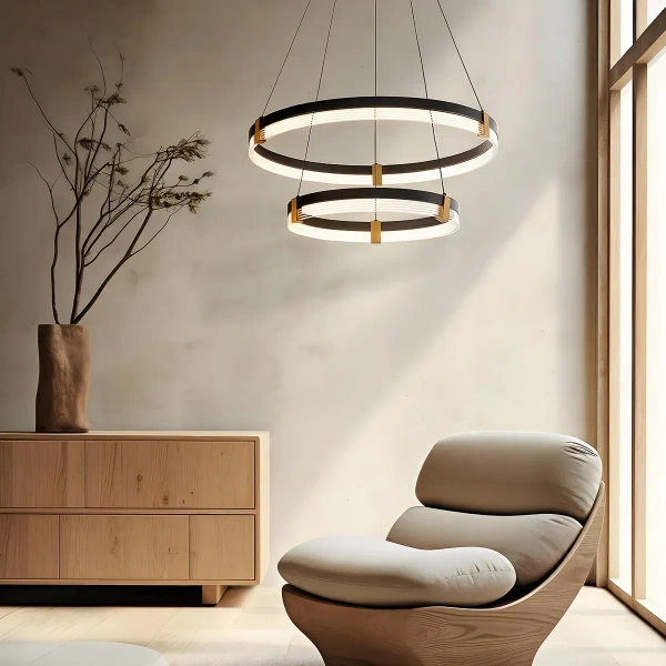 Lampa wisząca Plum 2 śr. 60/40 cm czarno-transparentna LED CCT