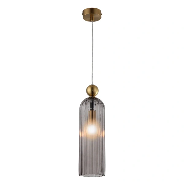 Lampa wisząca Piega 1 złota z dymionym kloszem 1xE14