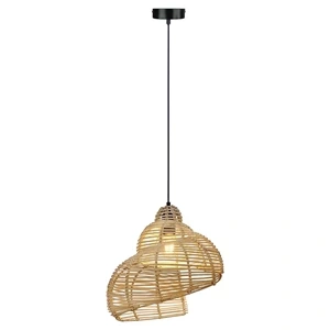 Lampa wisząca Shella 40 cm rattanowa jasne drewno 1xE27
